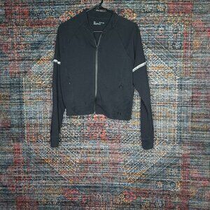 Under Armour womens black ribbed sleeve crop athletic jacket XS
